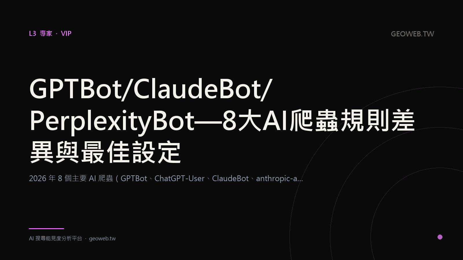 GPTBot / ClaudeBot / PerplexityBot — 8 大 AI 爬蟲規則差異與最佳設定