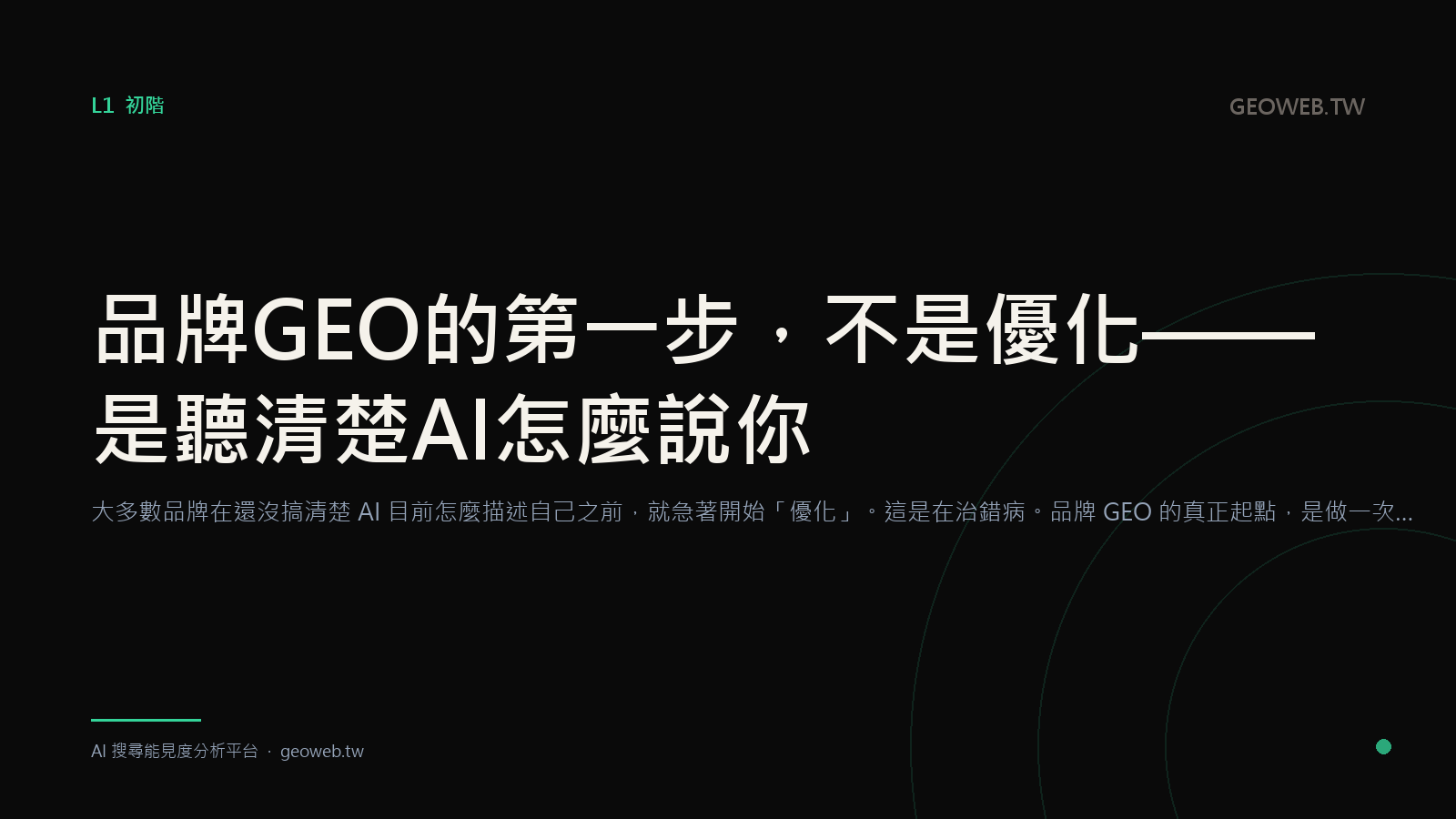 品牌 GEO 的第一步，不是優化——是聽清楚 AI 怎麼說你